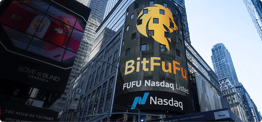 BitFuFu's Nasdaq listing displayed on the exchange's Times Square screens